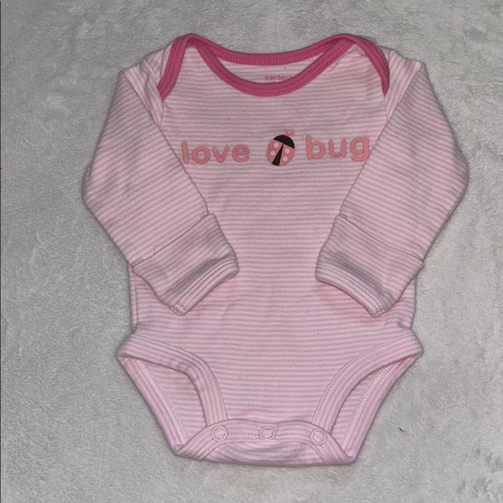 (3 for $10) carters Pink Striped Love Bug Onesie bodysuit baby girl clothing